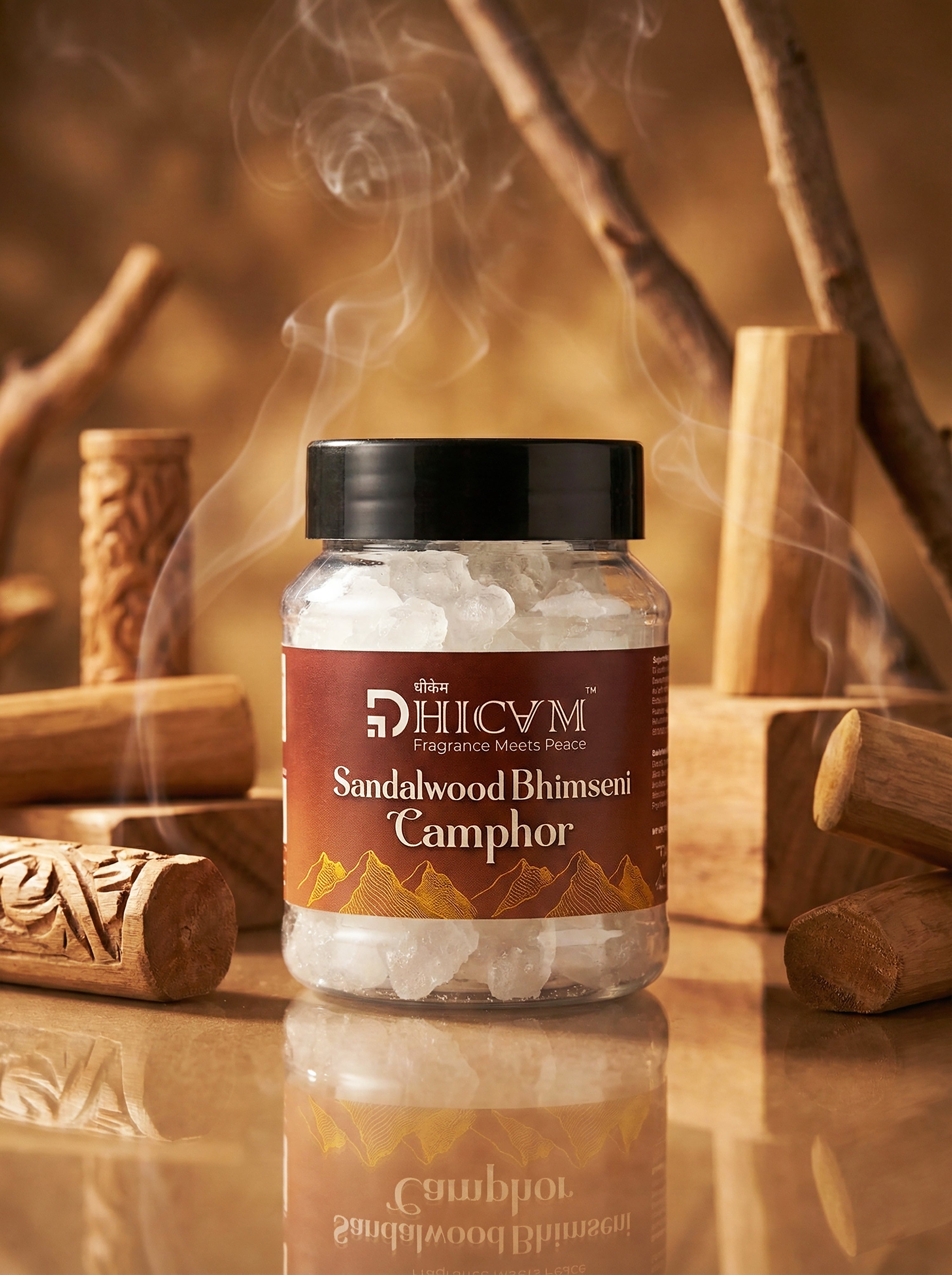 DHICAM Sandalwood Bhimseni Camphor | 100% Natural | Sacred Woody Fragrance | Zero Synthetic